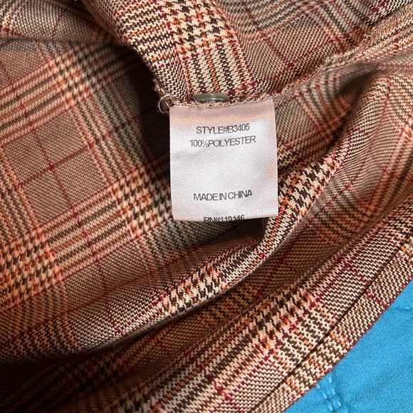 Plaid Top With Ruffle Bell Sleeves & Chest Cut-Out Large - Picture 6 of 10